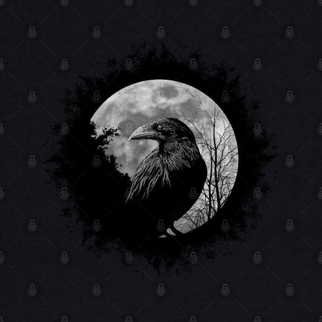 Mystic Black Crow Artwork Full Moon Raven by SkizzenMonster